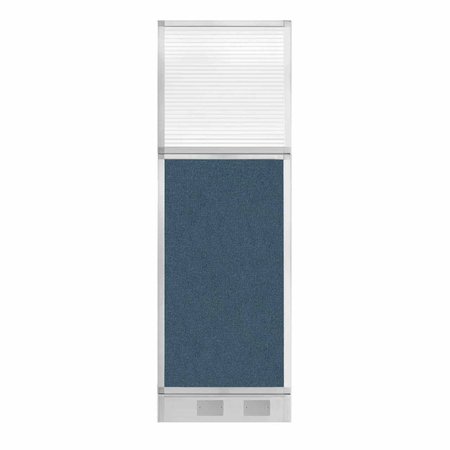 VERSARE Hush Panel Cubicle Partition 2' x 6' W/ Window Caribbean Fabric Clear Fluted Window W/Cable Channel 1812557-1